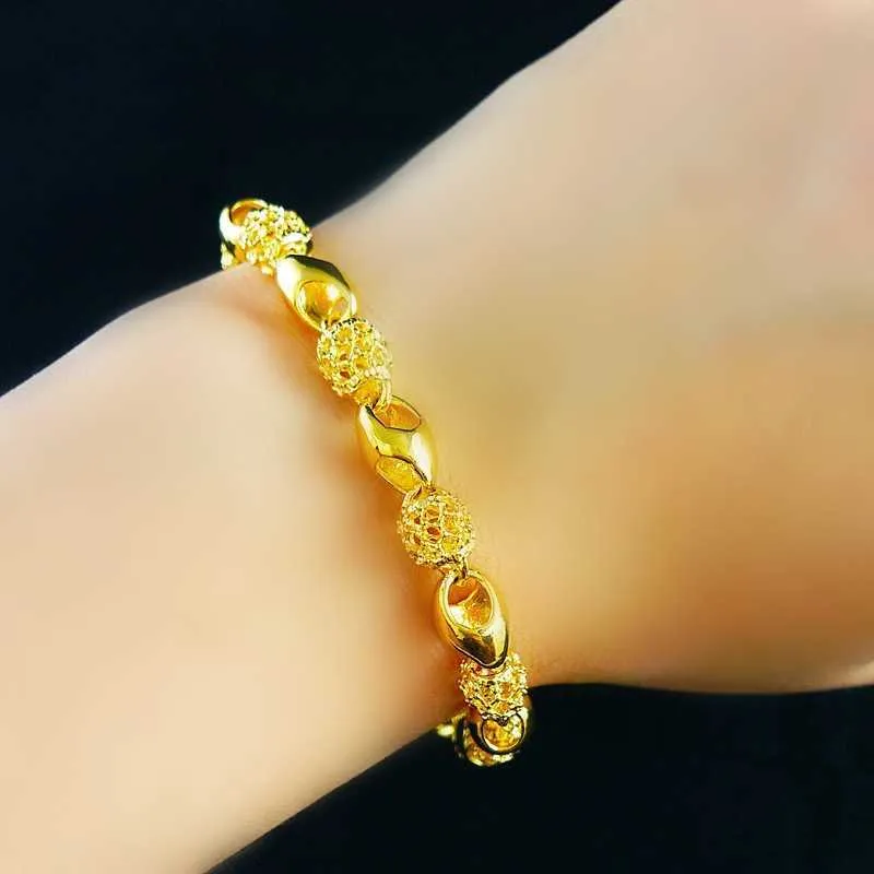 Armbanden Imitatie 24K armband met holle prachtige armband, dikke 5D klaver voor heren en dames voor vriendin Taobao