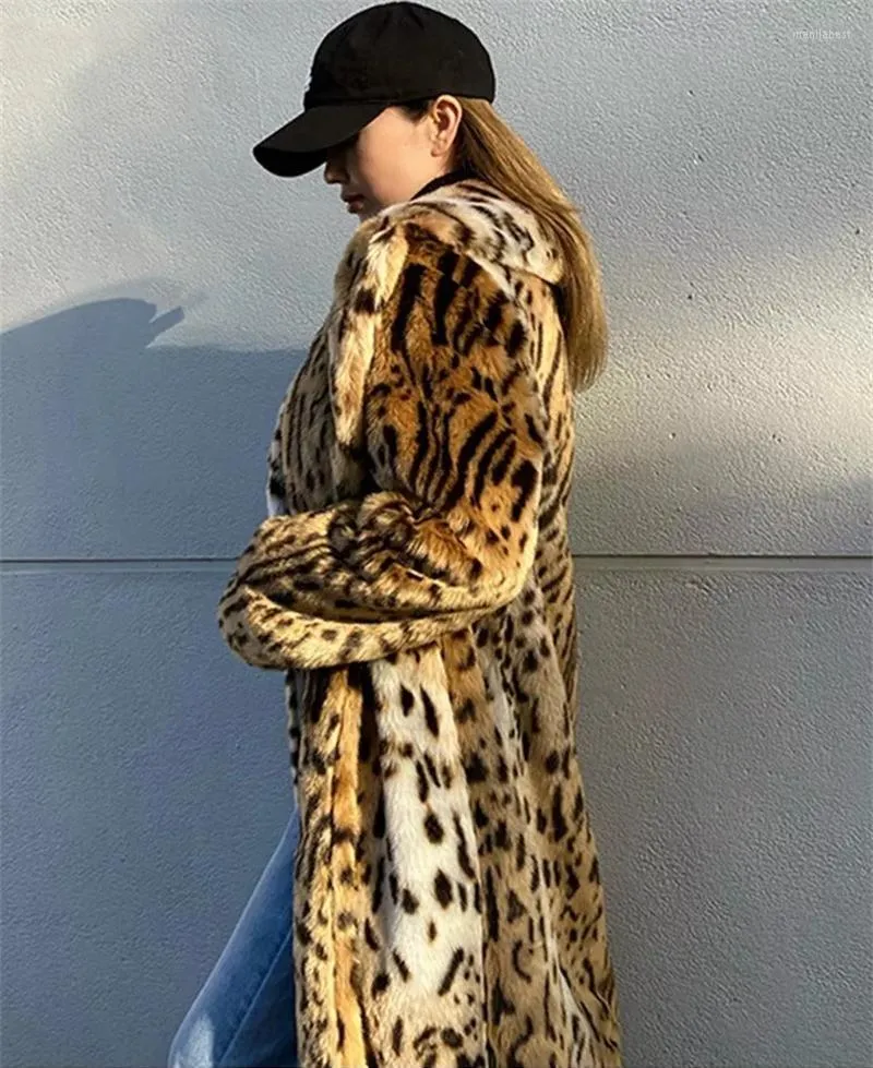 Frauenfell Frauenkleidung Herbst und Winter 2023 Leopardenmuster Nachahmungsmantel Modeanzug Halsband Long