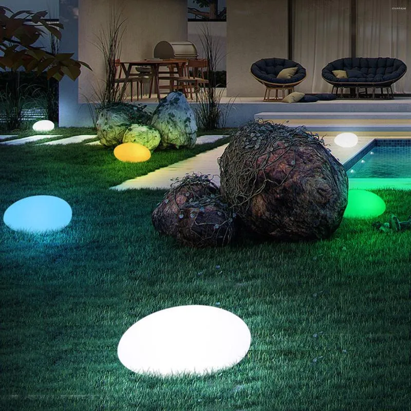 Solar Ground Plug Lamps Fjärrkontroll LED Color Changing Pebble Colorful IP65 Waterproof Art Crafts Home Decoration