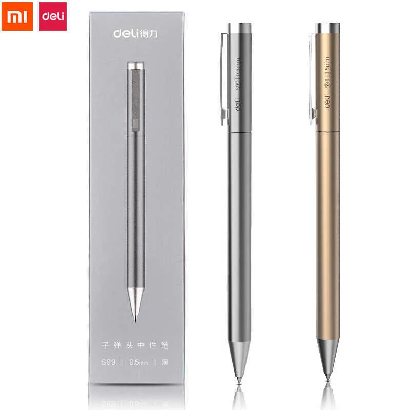 Xiaomi Deli Metal Sign Pen Ballpen SINGILING 0.5mm Gel Premec Smooth Switzerland Refill Black Ink Office School Writing