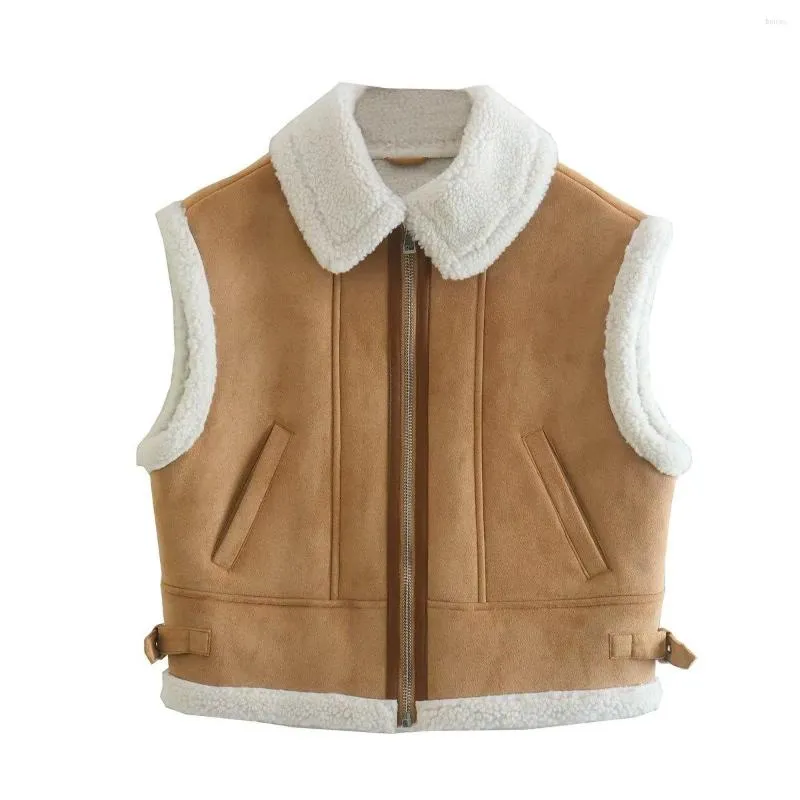 Gilet da donna Gilet di pelliccia Gilet di pelle di pecora finta Donna Chic Lady Pelle in pile Cropped Donna Giacca senza maniche 2023 Primavera