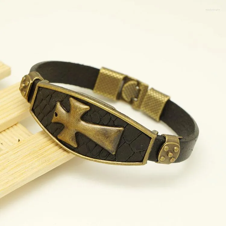 Bracelet 2023 mode hommes Bracelet en cuir Style croix Simple Vintage Festival cadeau