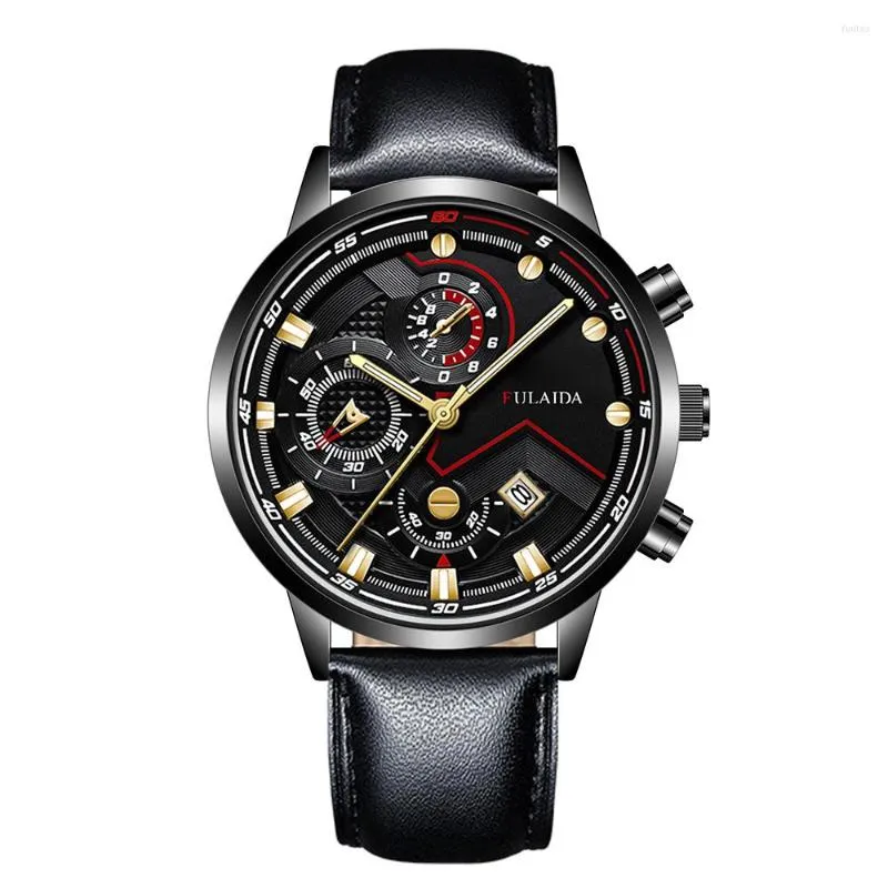 Wristwatches Fashion Men Watch Sport Alloy Case Leather Band Quartz Business Calendar Clock Relogio Masculino Gift