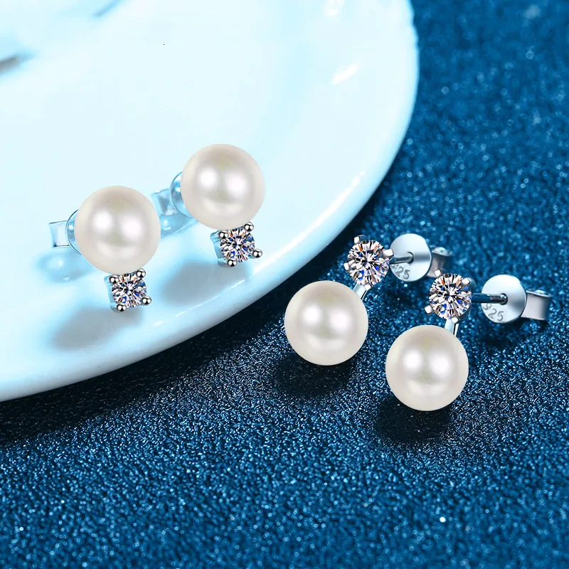 Orecchini A Cerchio In Argento 925 Con Moissanite E Perle D'Acqua Dolce – Design Versatile Con Ciondoli Amovibili – Certificati