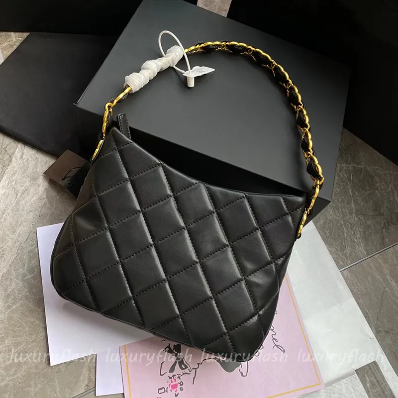 Noir Hobo Sacs à bandoulière Fourre-tout en peau de mouton 22K Sacs à main de créateurs de mode Rose Blanc Vert Fourre-tout en cuir souple Classique Dames Petits sacs à main Moon Gold Zipper