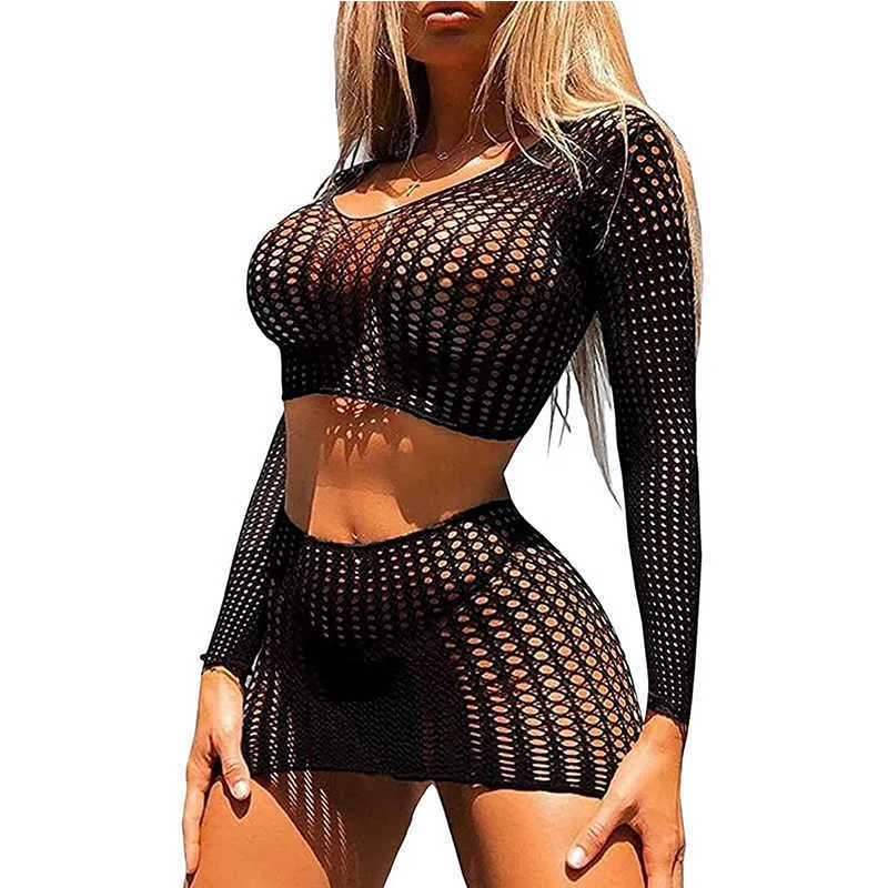 Women's Swimwear Sexy Women Beach Dress Fishnet Bikini Cover Up Sheer Vestido Clubwear Sleeveless See Through Lingerie qq518 Y230311