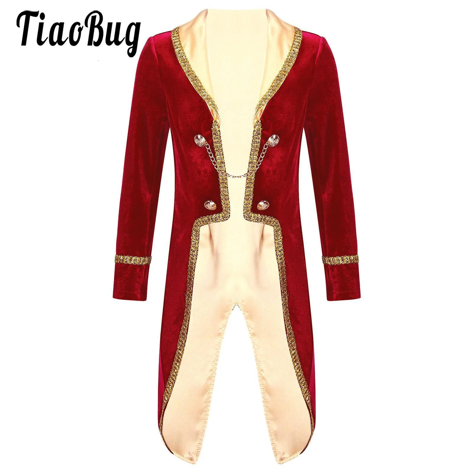 Jackor Kids Boys Prince Coat Carnival Costume Long Sleeve Tuxedo Jacket Baby Toddlers Vintage Royal Court Halloween Cosplay Theme Party 230310