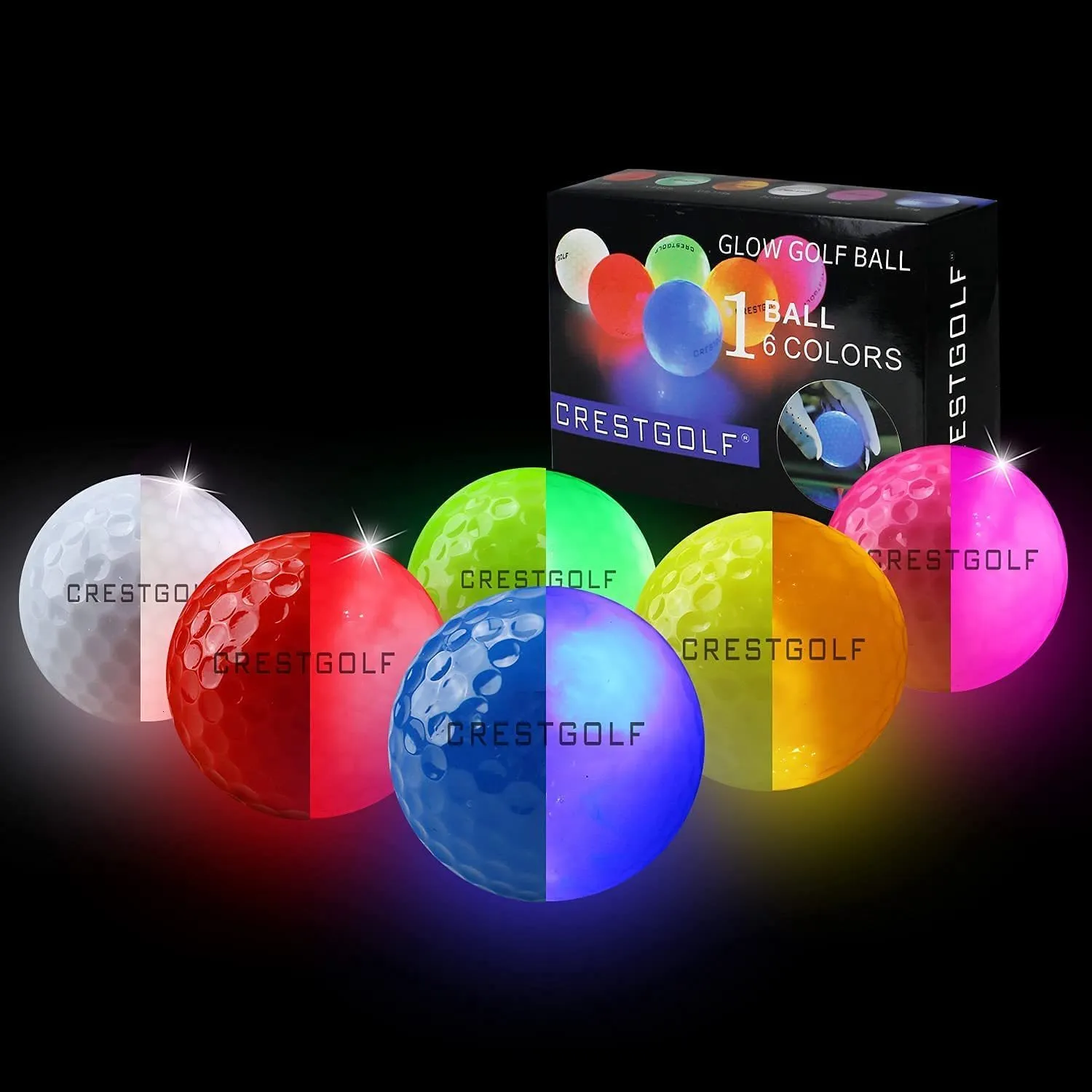 Golfbollar Crestgolf ledde golfbollar för Night Glow in the Dark Golf Ball Super Bright Six Color for Your Choice Golf Gift for Golfers 230311