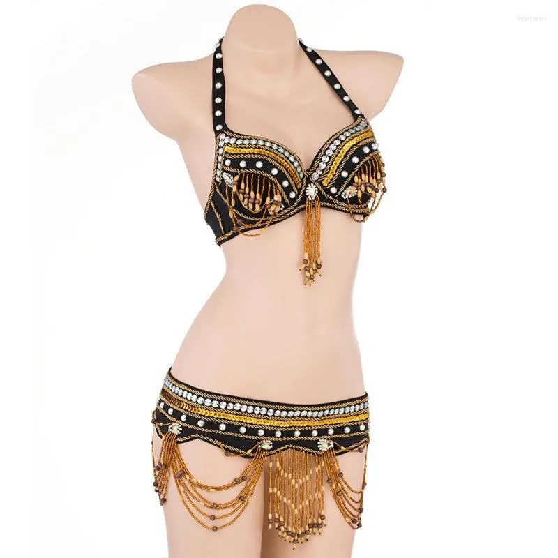 Stage Draag Women Tribal Belly Dance 2023 Oosterse kralenbehh en riem Bellydance Suit 2pcs kostuum