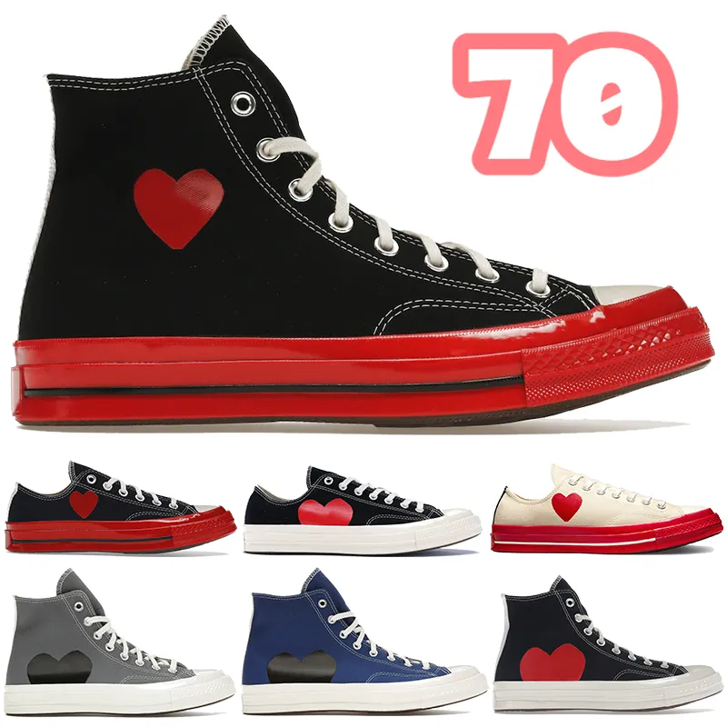 2023 مصمم أحذية عارضة أزياء All-Star 70 X Comme Mens Sneakers Hi Ox Black Egret Red Midle