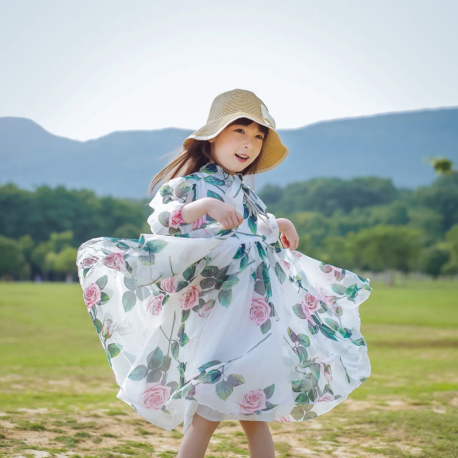 Robes d'été fille mode enfants fille fleurs robe robe de soirée enfant en bas âge filles outwear jupe vêtements de plage