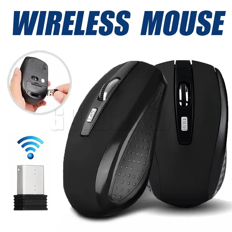 2,4 GHz USB Optische draadloze muizen USB-ontvanger Matte muis Smart Sleep Energy Saving Gaming Mouse voor computertablet PC Laptop Desktop met witte doos