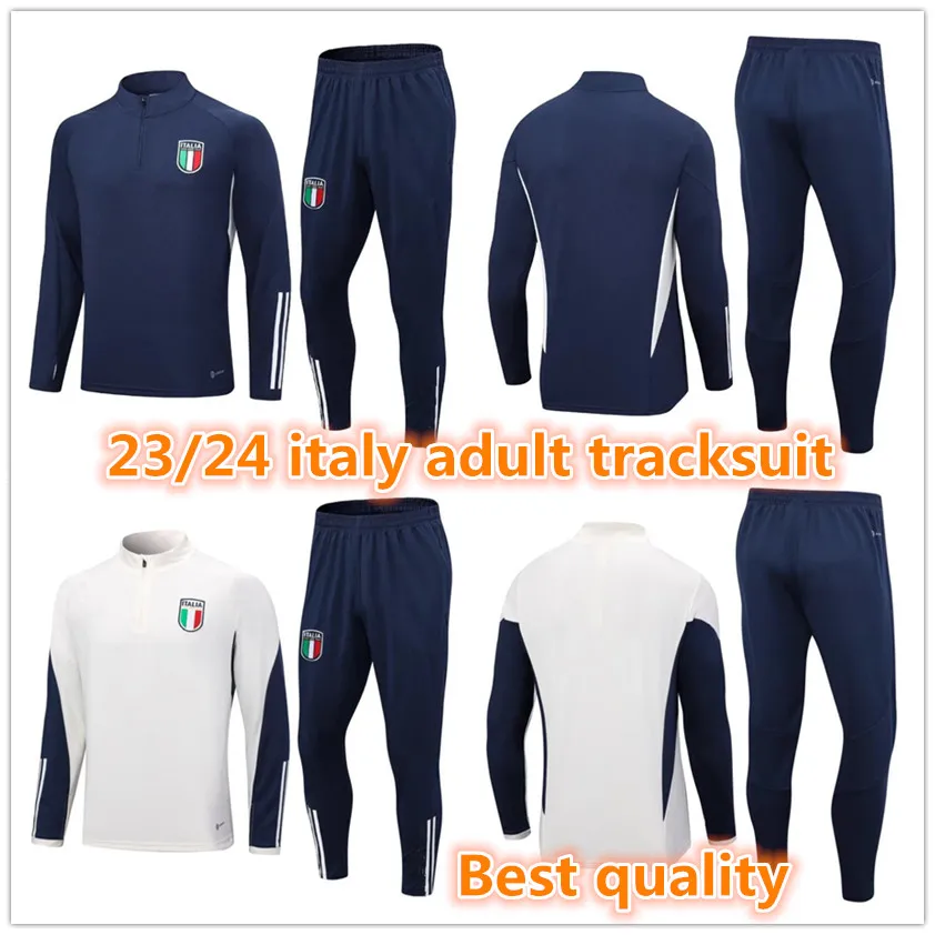 2023 2024 الكبار ITalys رياضية survetement طويلة نصف سستة سترة بدلة تدريب كرة القدم 23 24 إيطاليا رجل كرة القدم رياضية مجموعة