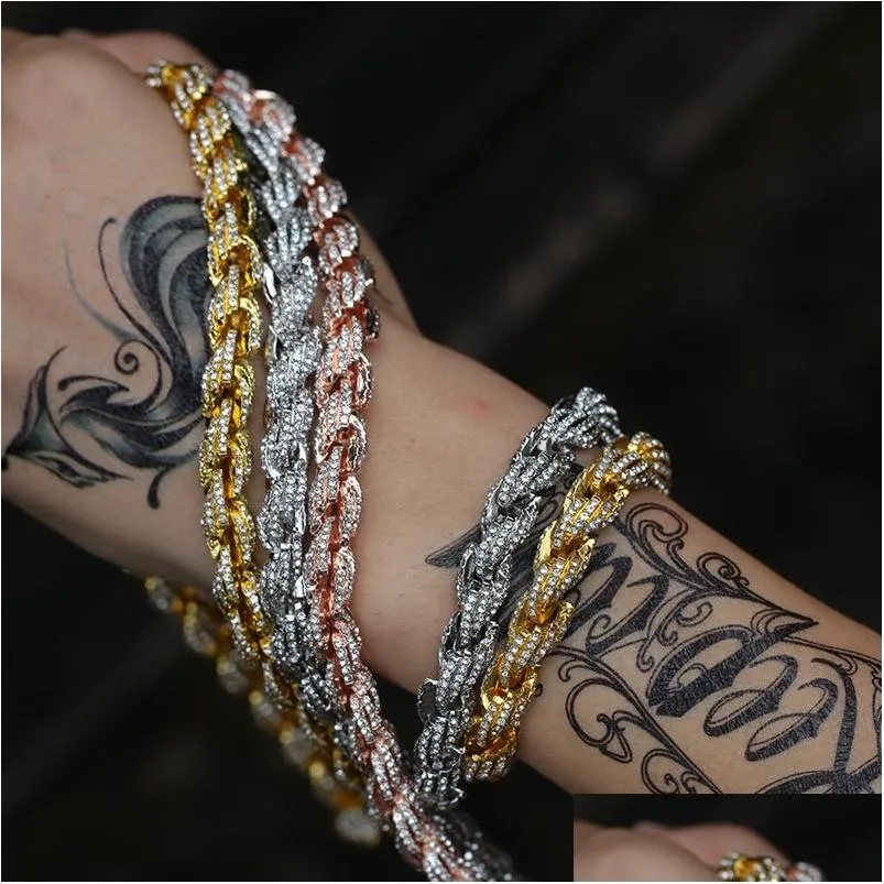 Ketten Iced Out Halsketten Herren Hip Hop Schmuck Roségold Sier Twist Chain Halskette Drop Delivery Anhänger Dhiwb