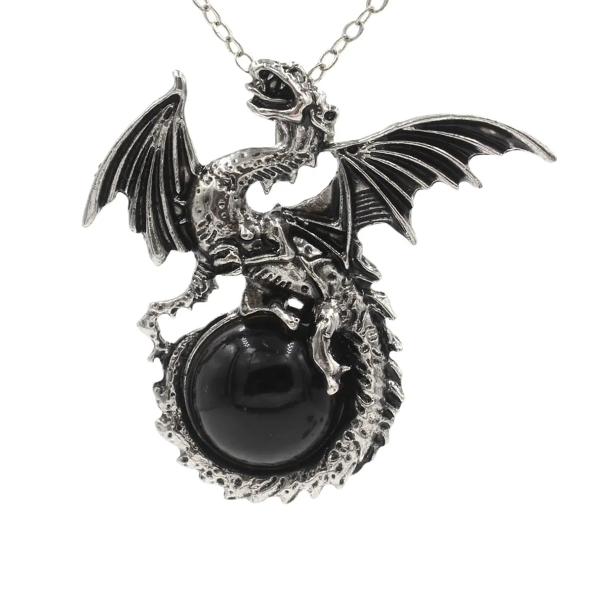 Vdasin Men Stainless Steel Pendant Necklace Hip Hop Punk Flame Dragon  Pendant Chain Party Jewelry Charm Friendship Gift Retro Silver Cuban link  chains | Amazon.com