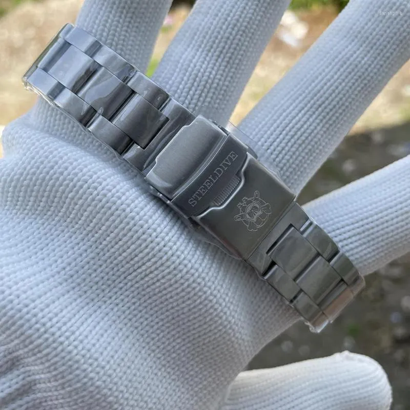 Watch Bands Steeldive SD1971ステンレス鋼交換ブレスレット20mm署名されたバックル折りたたみ留め