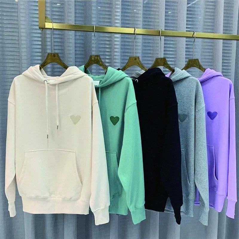 Sudaderas con capucha para mujer Sudaderas con capucha de diseñador Amis Suéter Carta de amor Bordada Suelta para hombres Tops para mujeres Amantes Chándal de corazón