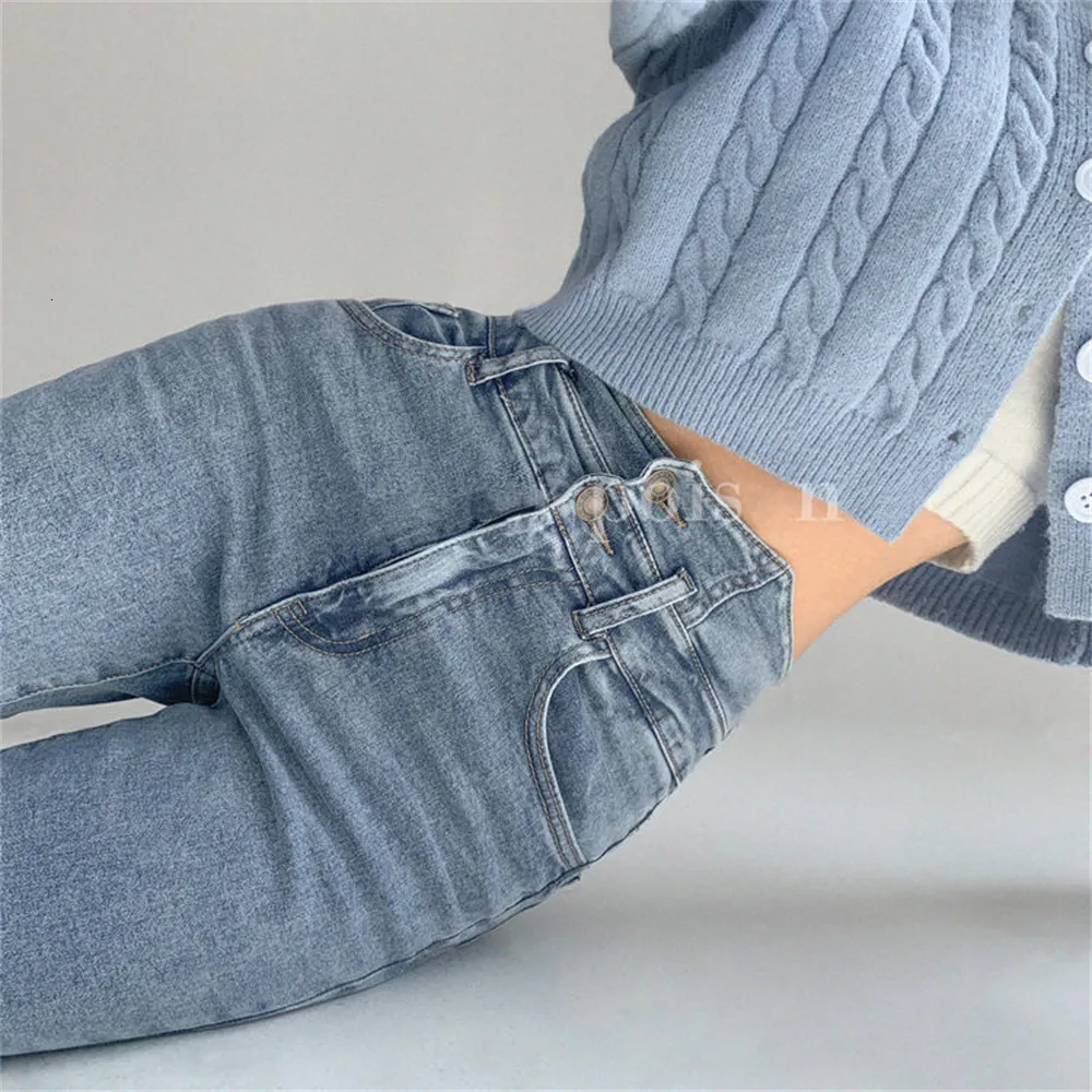 Women's Jeans Women Jeans Female Skinny Denim Pencil Pants Stretch Waist Slim Jean Trousers Multi-size Spring Autumn Solid Color 230311