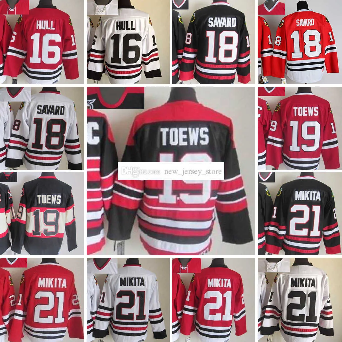 1926-1999 Movie Retro CCM Hockey Jersey Embroidery 21 StanMikita 19 JonathanToews 18 DenisSavard 16 BrettHull 81 MarianHossa Vintage Jerseys