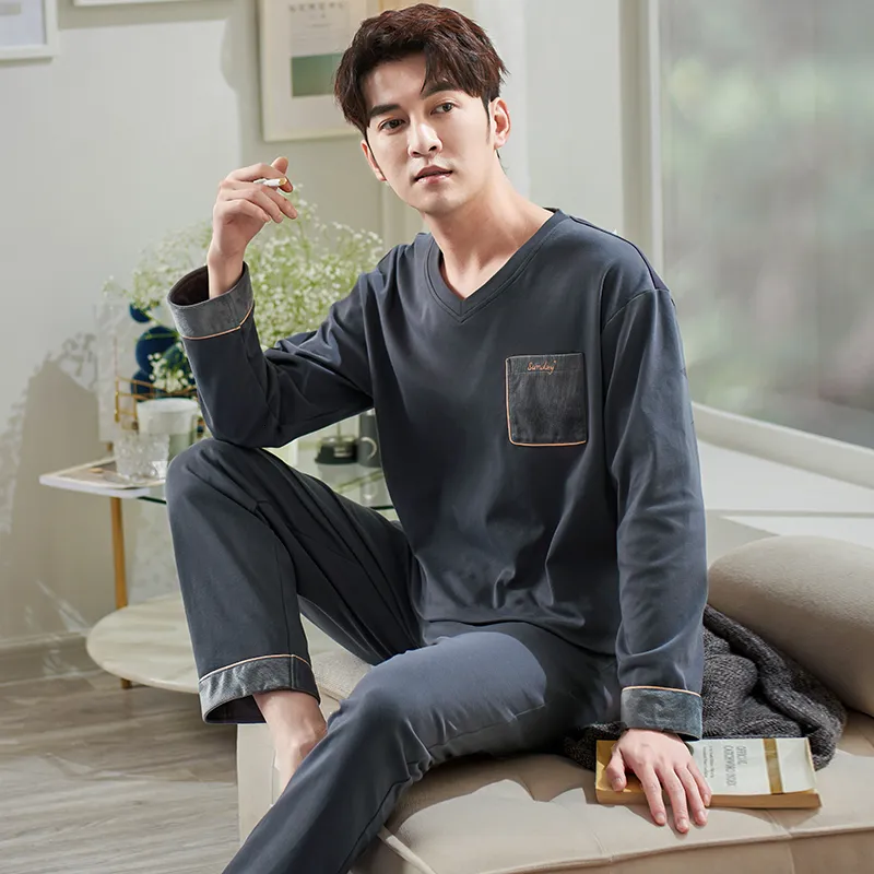Men's v neck pyjama sets hot sale
