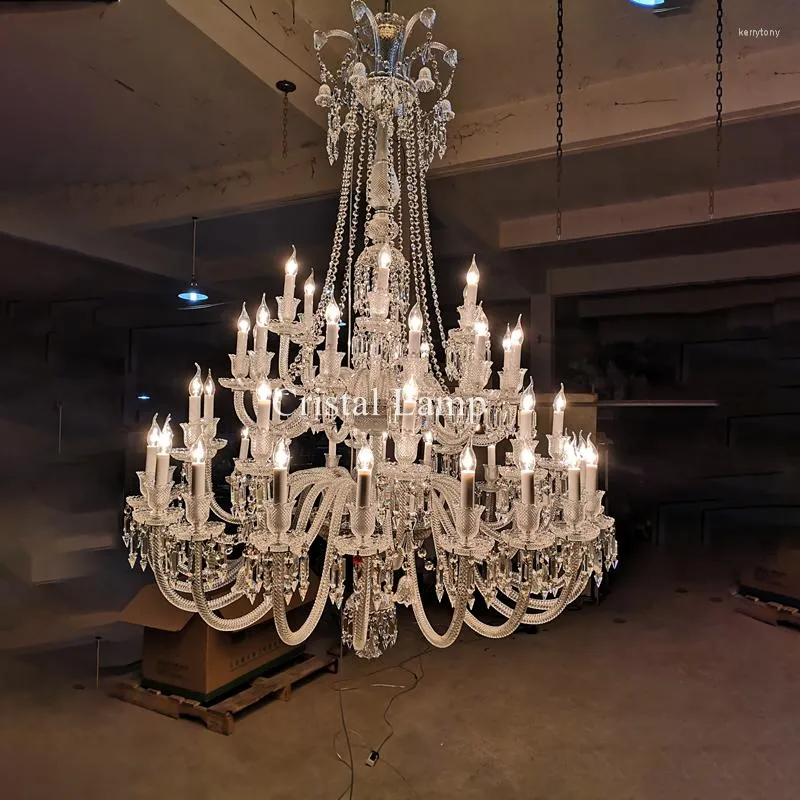 Kroonluchters Clear Crystal Chandelier Custom Modern Large Villa El Luster Luxe lamp