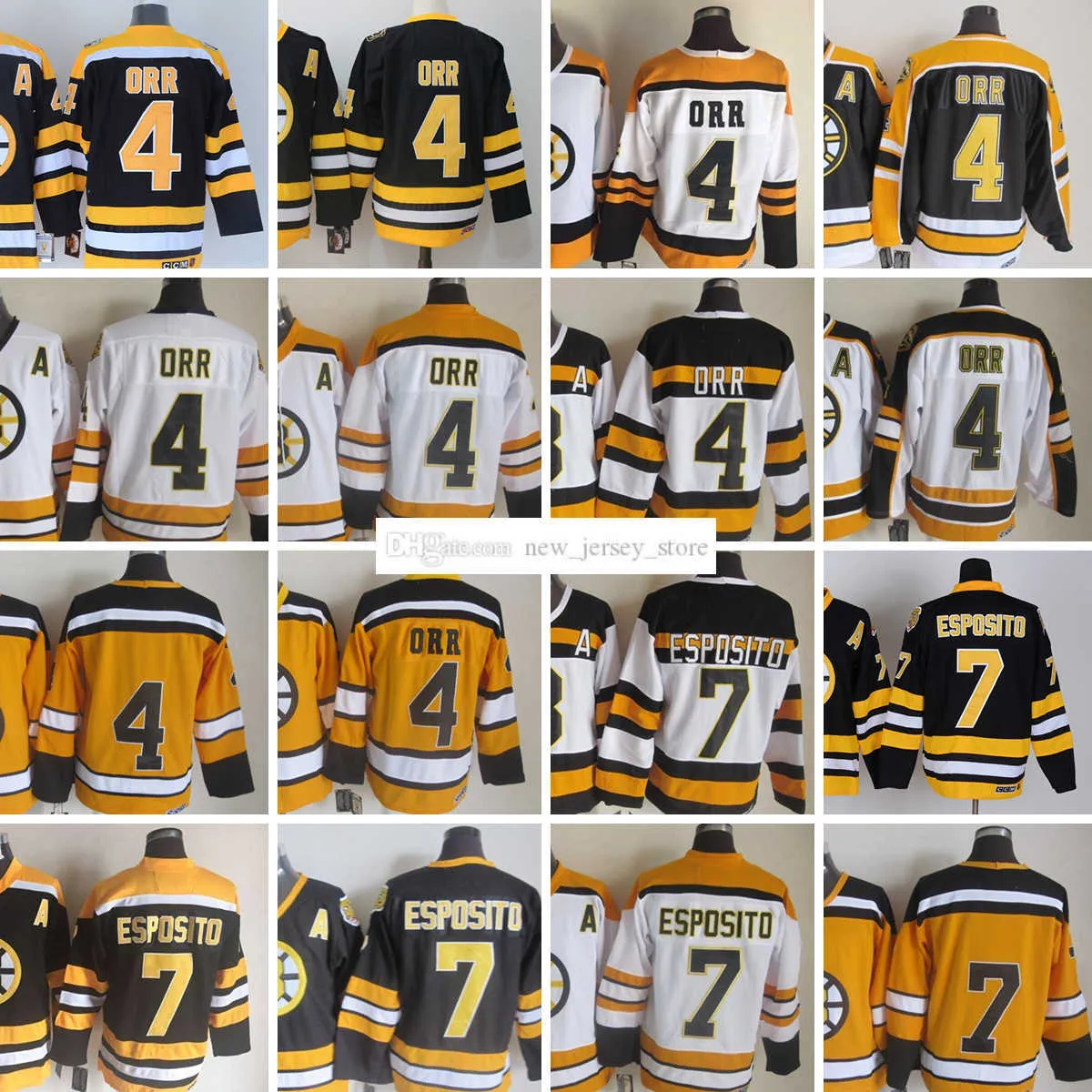 1924-1999 Film Retro CCM Hockey Jersey Borduurwerk 4 BobbyOrr 7 PhilEsposito 21 DeanPortman Vintage Jerseys