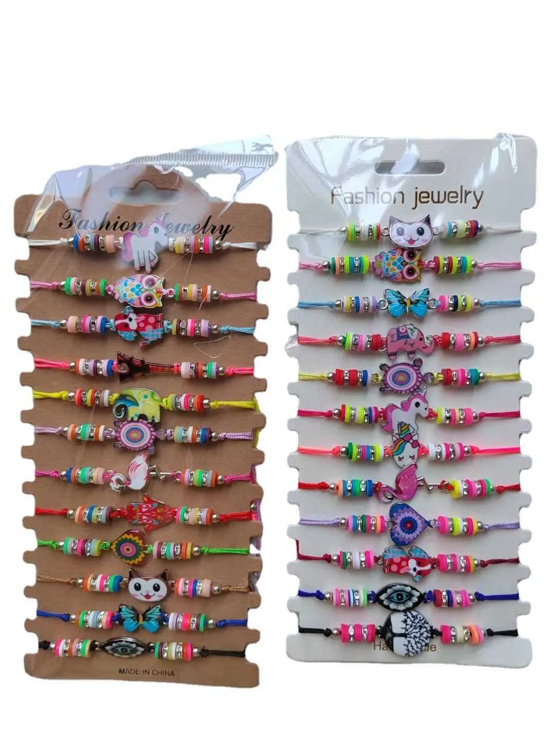 Ins Soft Pottery Animal Ensemble pour enfants Filles 12 Bracelets d'amitié réglables Cadeau pour la main