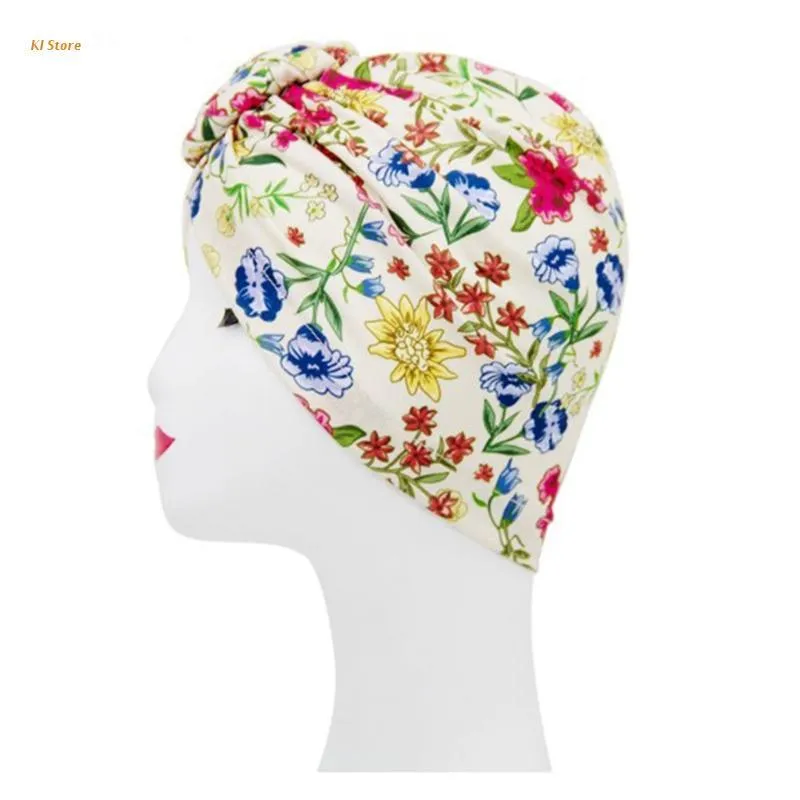 Beanies Beanie/Skull Caps Women Turbansアフリカンパターンボンネットフラワーノット化学ヘッドスカーフトレンディアクセサリーデイリーヘッドウェア