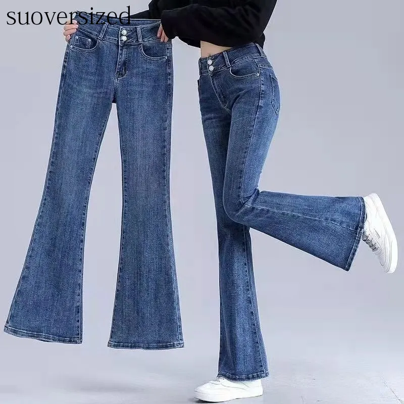 Jeans Femme Flare Jeans Femmes Vintage Denim Capris Taille Haute Bouton Poche Cheville Longueur Pantalon Streetwear Pantalon De Survêtement Cow Boy Pantalon Mujer 230311