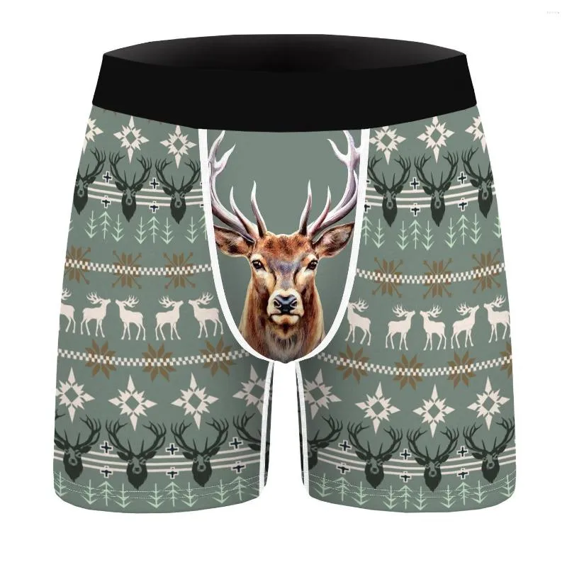 Underpants Men Funny Tacky Christmas Boxer Shorts Breathable Comfortable Cartoon Puppy 3D Print GYM Fitness