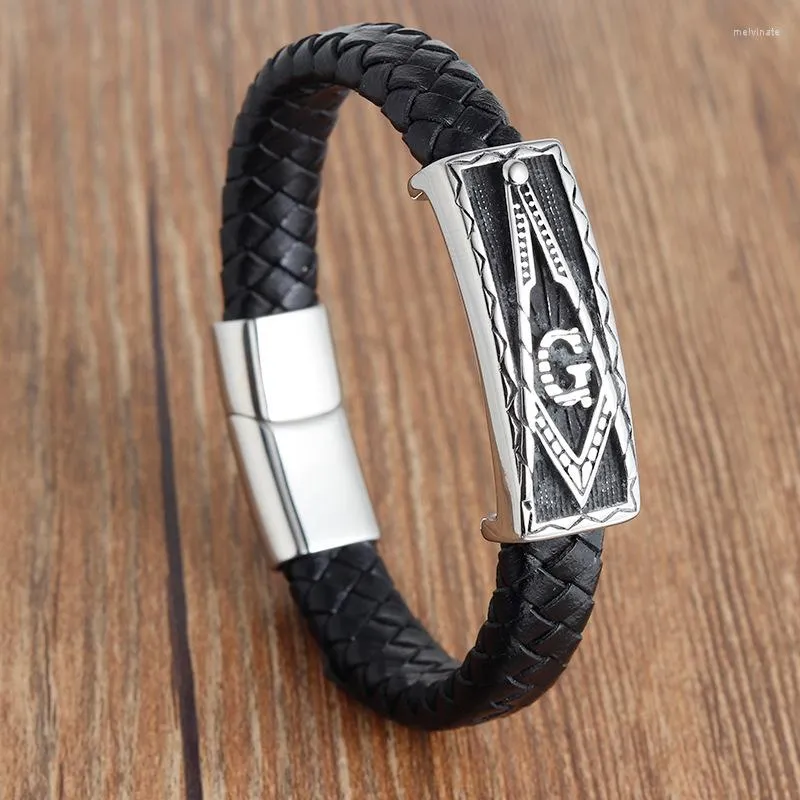 Charm Bracelets Men Vintage Handmade Leather Bracelet Magnetic-clasp Cowhide Braided Bangles Armband Pulsera Hombre Male Woven Wristband