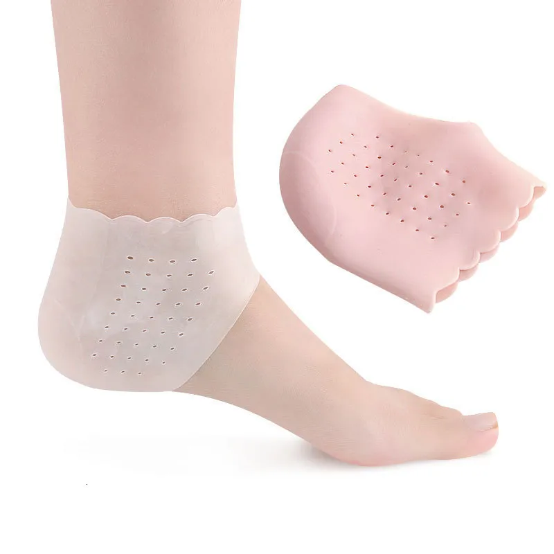 Skodelar Tillbehör 2st Silicone Feet Care Socks fuktgivande gelhäl tunt med hål spruckna fothudskyddare spets täckning 230311