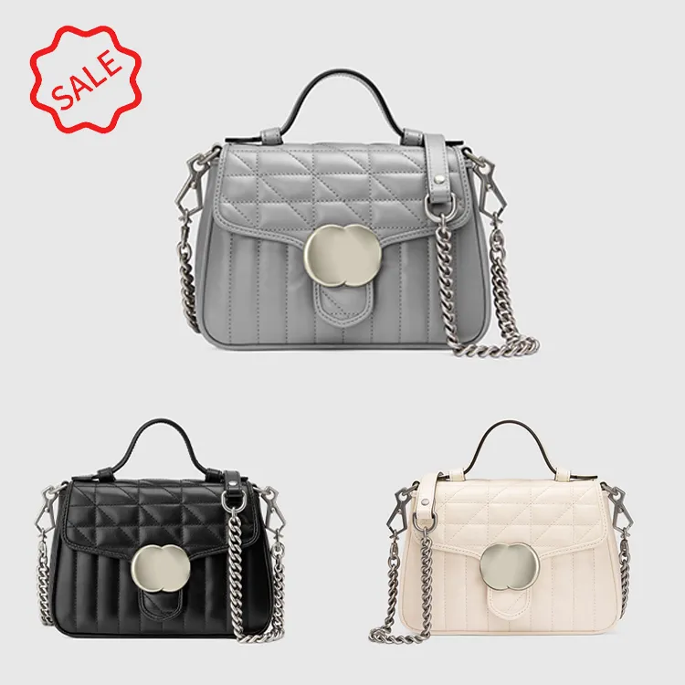 Viagem de fim de semana Top Handle embreagem bolsa de ombro bobo marmont crossbody couro genuíno mulheres meio designer de luxo Double g bolsas de corrente de metal bolsas de encaixe