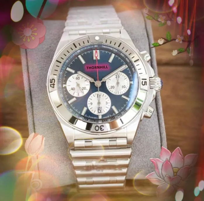 Najwyższej jakości mężczyźni oglądają pełną funkcję stopwatch moda swobodna zegar sześć pinów praca luksusowy ruch kwarcowy zegarki Orologio di Lusso prezenty