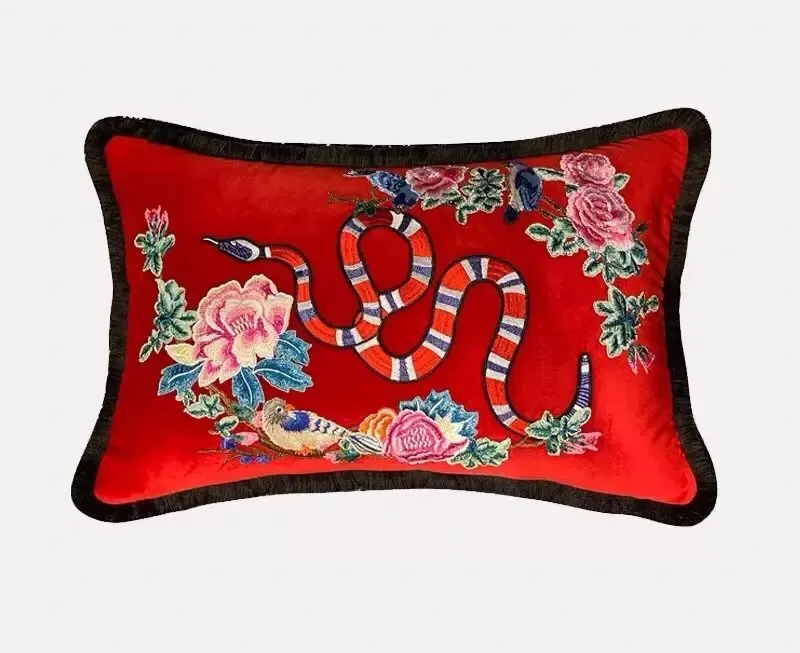 Luxury classic designer embroidery pillow case cushion cover size 35*55cm Home and car decoration creative Christmas gift Home Textiles