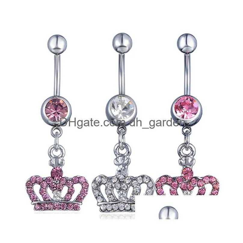 Ombelico Bell Button Rings D0370 Crown Belly Ring Mix Colori Drop Delivery Jewelry Body Dhgarden Dhbms