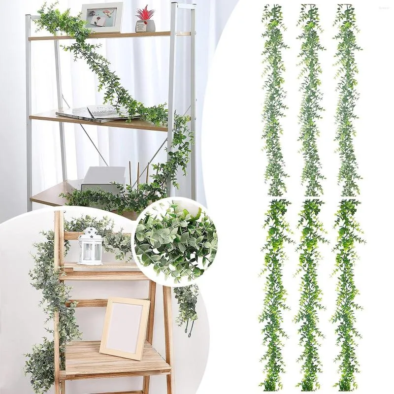 Fleurs décoratives Plante Artificielle Vignes Tenture Rotin Feuilles Branches Extérieur Jardin Décoration de La Maison En Plastique Faux Feuille Vert # t2p