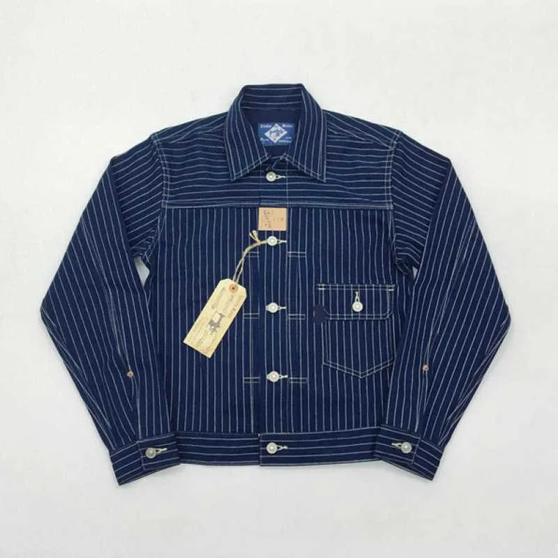 Men's Jackets BOB Wabash DONG Indigo Stripes 506XX 1st Denim Jacket Selvedge Jean Workwear