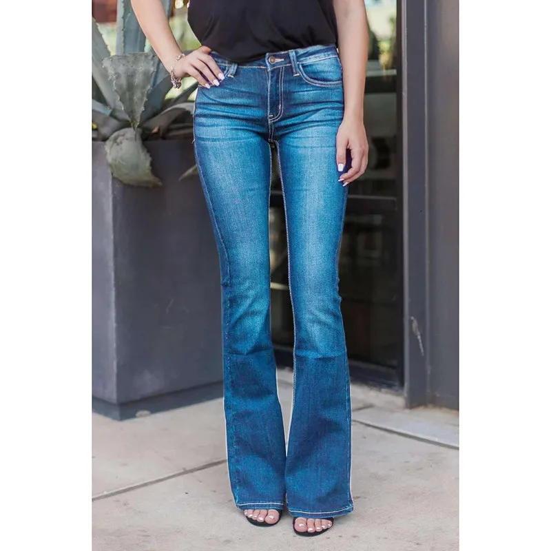 Jeans femme Femme mode mince taille haute ajusté Denim pantalon Vintage Flare jean Sexy Stretch jean femme classique jegging crayon pantalon 230311