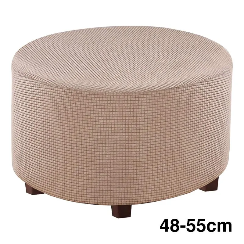 Housses de chaise solide lavable salon multifonction haute élasticité Jacquard amovible repose-pieds housse de protection ronde pouf housse maison