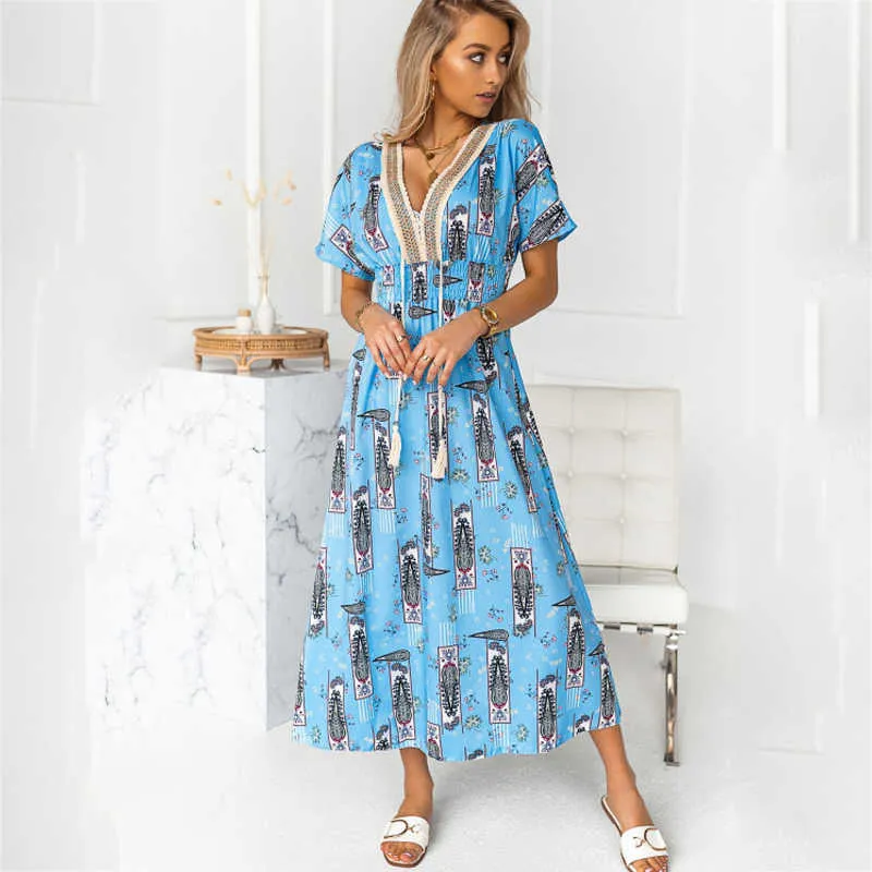 Casual Dresses Elegant Ladies Summer Dress Fashion Print Lace Slim Office Ladies Cloth Sort Sleeve Casual Midi Dresses For Women Robe Femme G230311