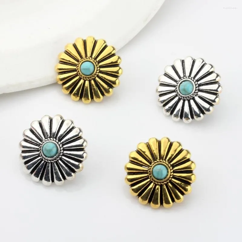 Stud Earrings 1pair Vintage Exaggerated Zinc Alloy Round Daisy Flower For Women Gift Jewelry