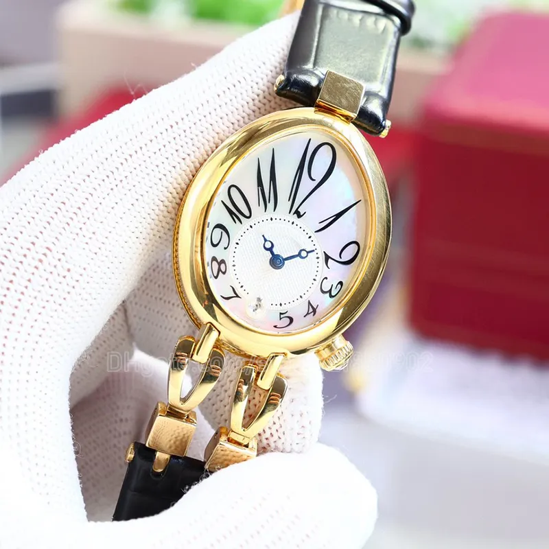 BGT 브랜드 여성 시계 고급 선물 레이디 시계를위한 시계 38x27mm 가죽 스트랩 천연 보석 크리스탈 거울 002와 함께 시계.
