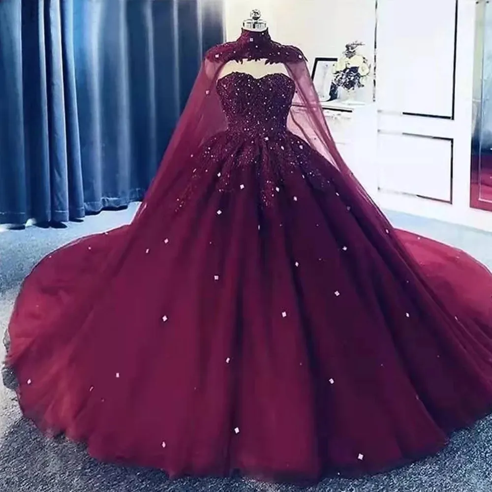 Quinceanera jurken elegante sexy mantel sweetheart appliques kristallen ball jurk met plus size sweet 16 debutante feest verjaardagsvestidos de 15 anos 39