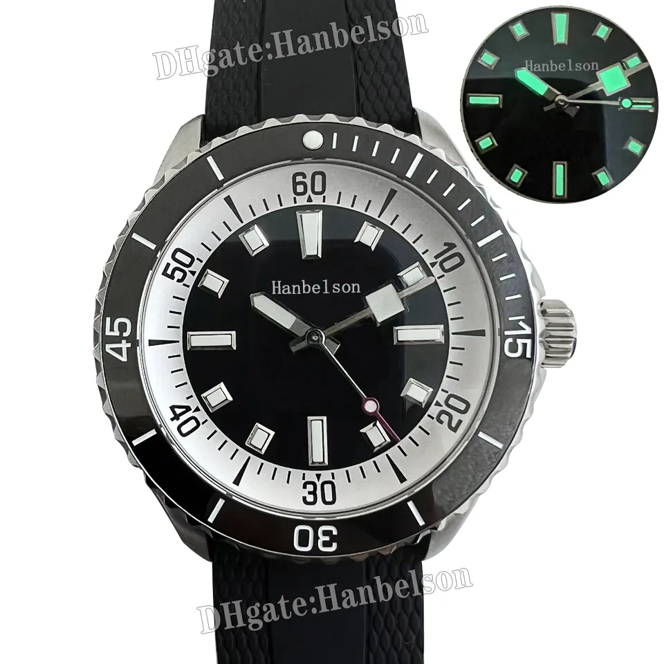 Ceramic bezel Luminous Mens Watch Automatic Movement Sapphire glass Rubber Strap Black 42MM Folding buckle Wristwatch