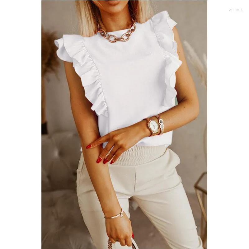 Blouses feminina Summer Ruffles Blusa Mulher Camisa 2023 o Pescoço Casual Tops casuais sem costas Camisetas de festa de clube sexy