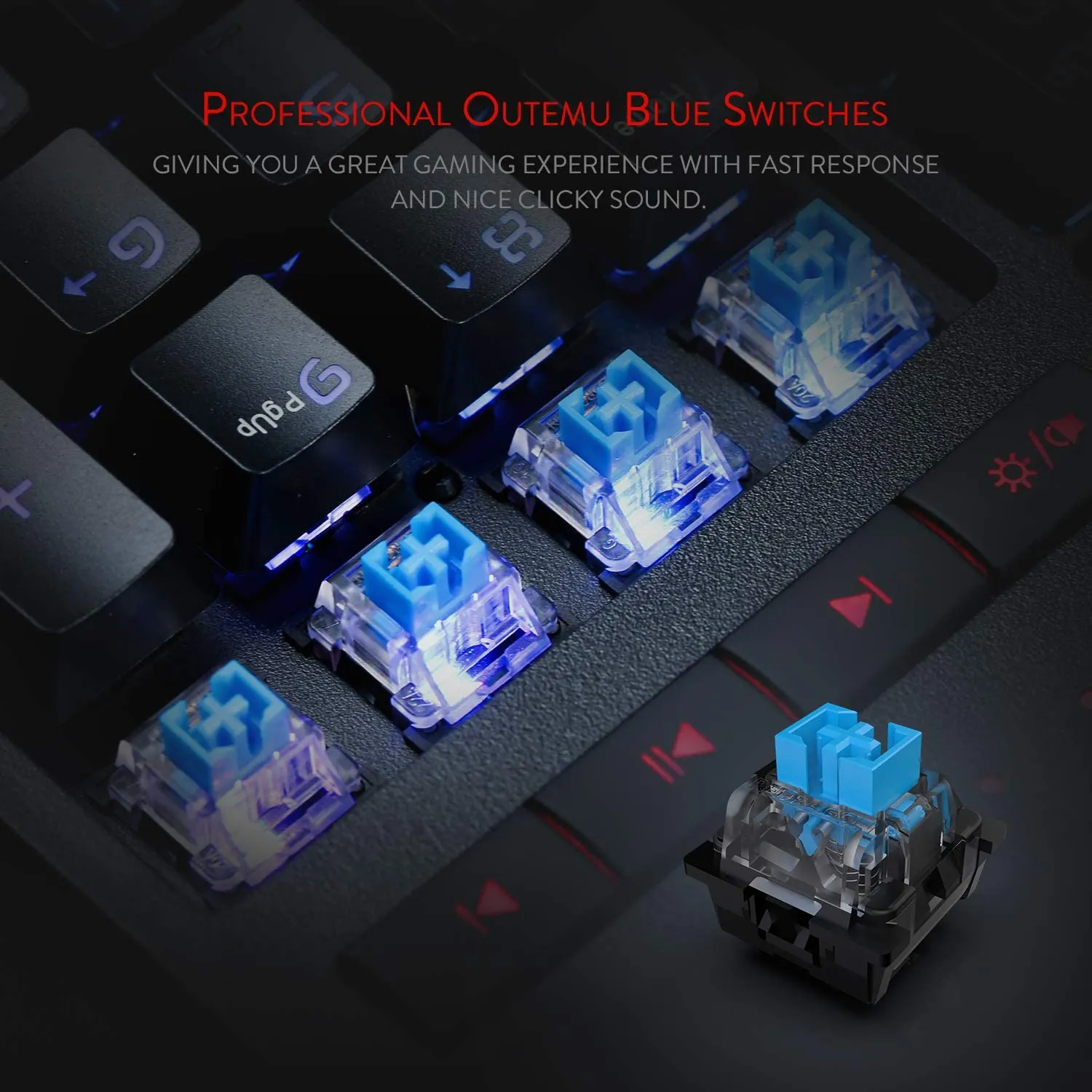 K586 RGB Механическая игровая клавиатура 10 Дополнительные встроенные макро-клавиши Выделенные синие переключатели управления медиа-управлением для ПК-геймера