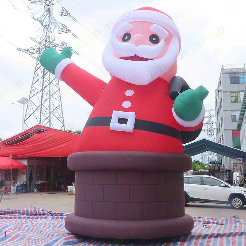 açık hava aktiviteleri 8m 26ft yüksekliğinde dev şişirilebilirler Noel Baba Şişme Baba Christmass şişme Santas Hediye Çantası ve LED Işık