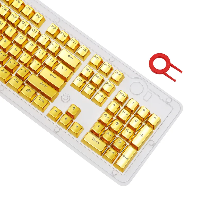 n 104 Double Shot Backlit Electroplate Pudding Keycap Set con estrattore per tastiera meccanica Cherry MX RGB fai da te