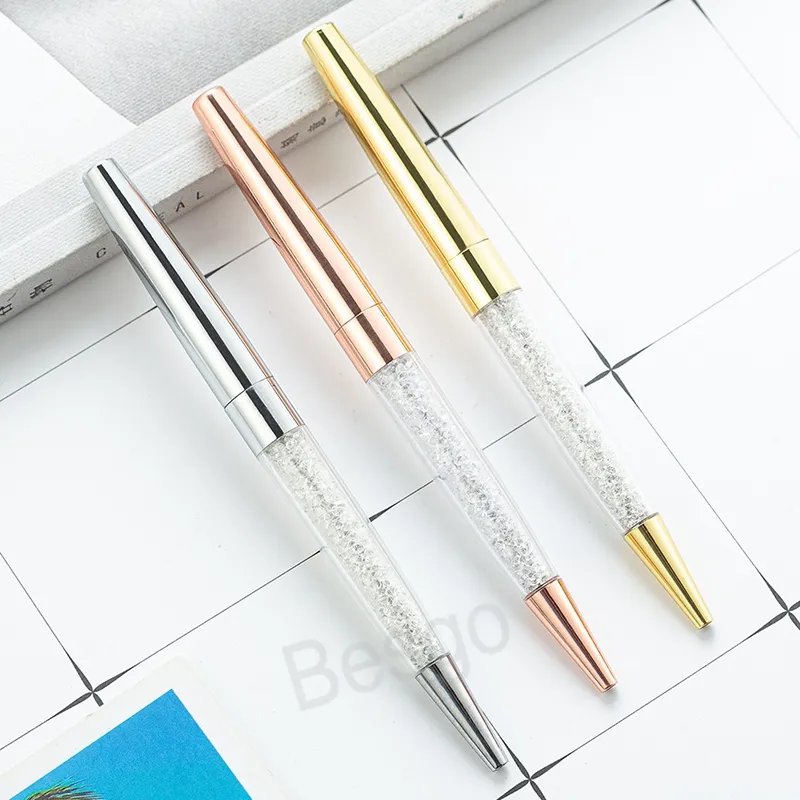 Crystal Ballpoint Pen Writing Stationery School Student Ballpen Office Business Signature Ballpoints Promotion Metal Crystals Pen BH8432 TQQ